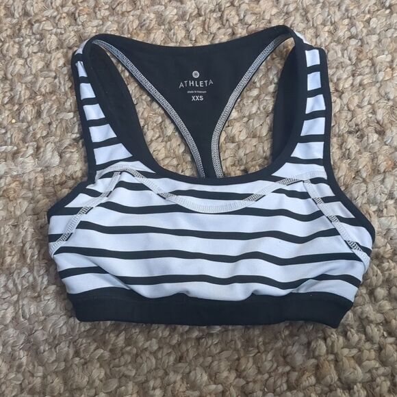 Athleta Triple Dare Sports Bra Black White Rriple XXS - Picture 2 of 9